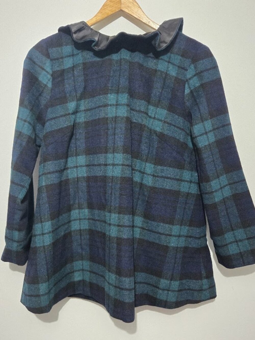Tuckernuck Blackwatch Plaid Faye Blouse Sz M Schoolgirl Bow Wool Ruffle Collar